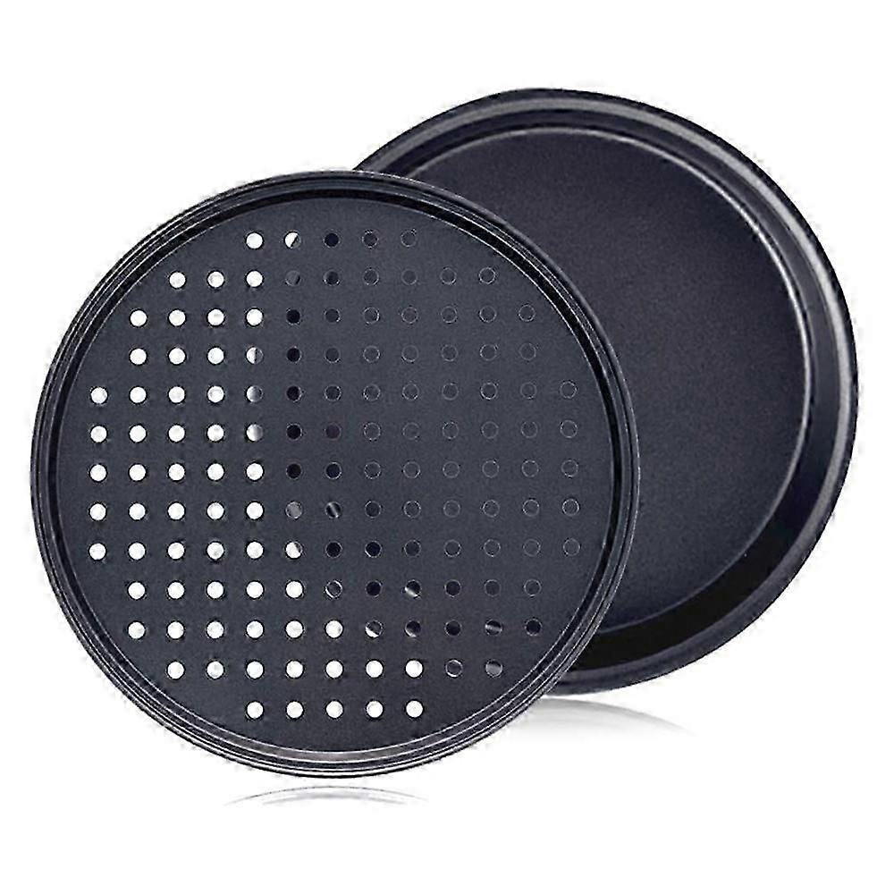 Pizza Pan With Holes,10 Inch Pizzas Baking Crisper Tray,non-stick Bakeware Plate Professional Pie Pan For Oven 2 Set