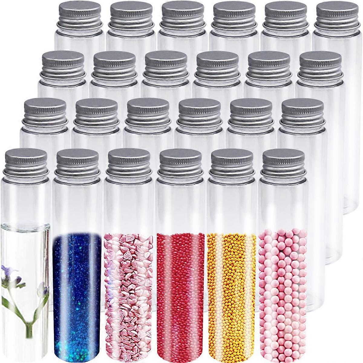 24 Pcs 110ml Test Tubes,Clear Plastic Test Tubes with Caps,Flat-Bottomed Bath Salt Containers for C