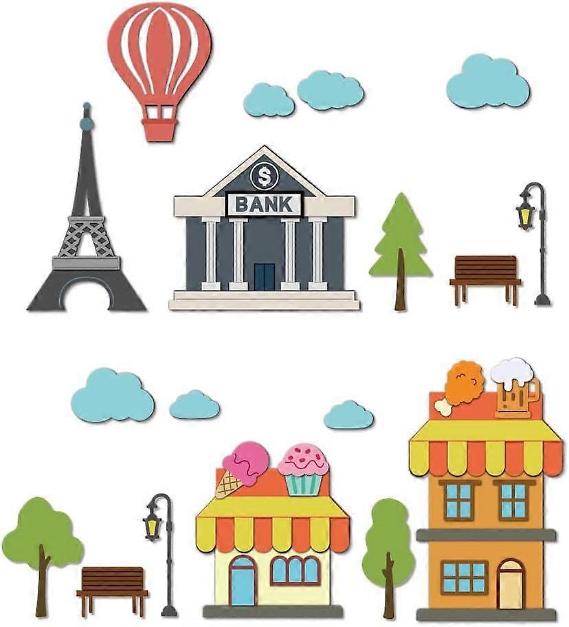 City Architecture Landscape Die Cuts Metal Cutting Dies Card Making Cutting Stencils Template for DIY Embossing Scrapbooking Craft Paper Photo Album G