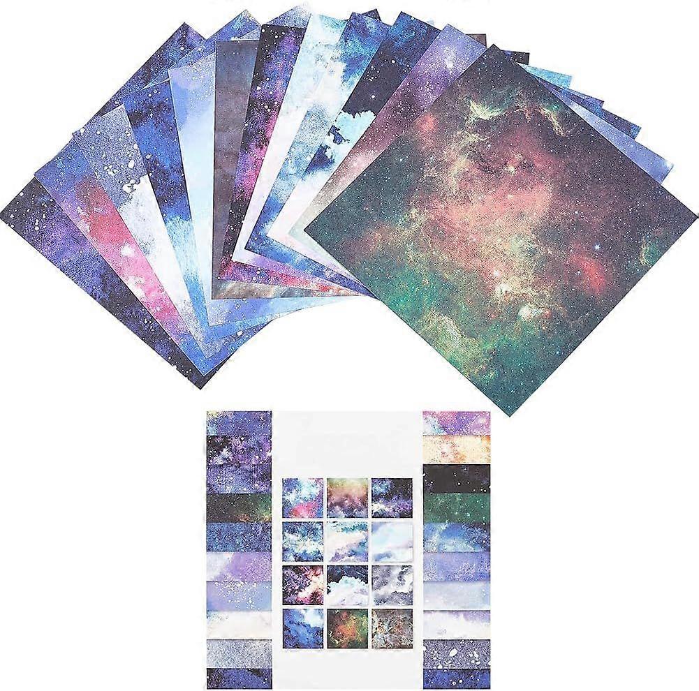 24 Sheets 12 Styles Sky Scrapbook Paper Pad 5.98x5.98inch Galaxy Patterned Single-Sided Decoupage Cardstock Papers Background Supplies for Card Making