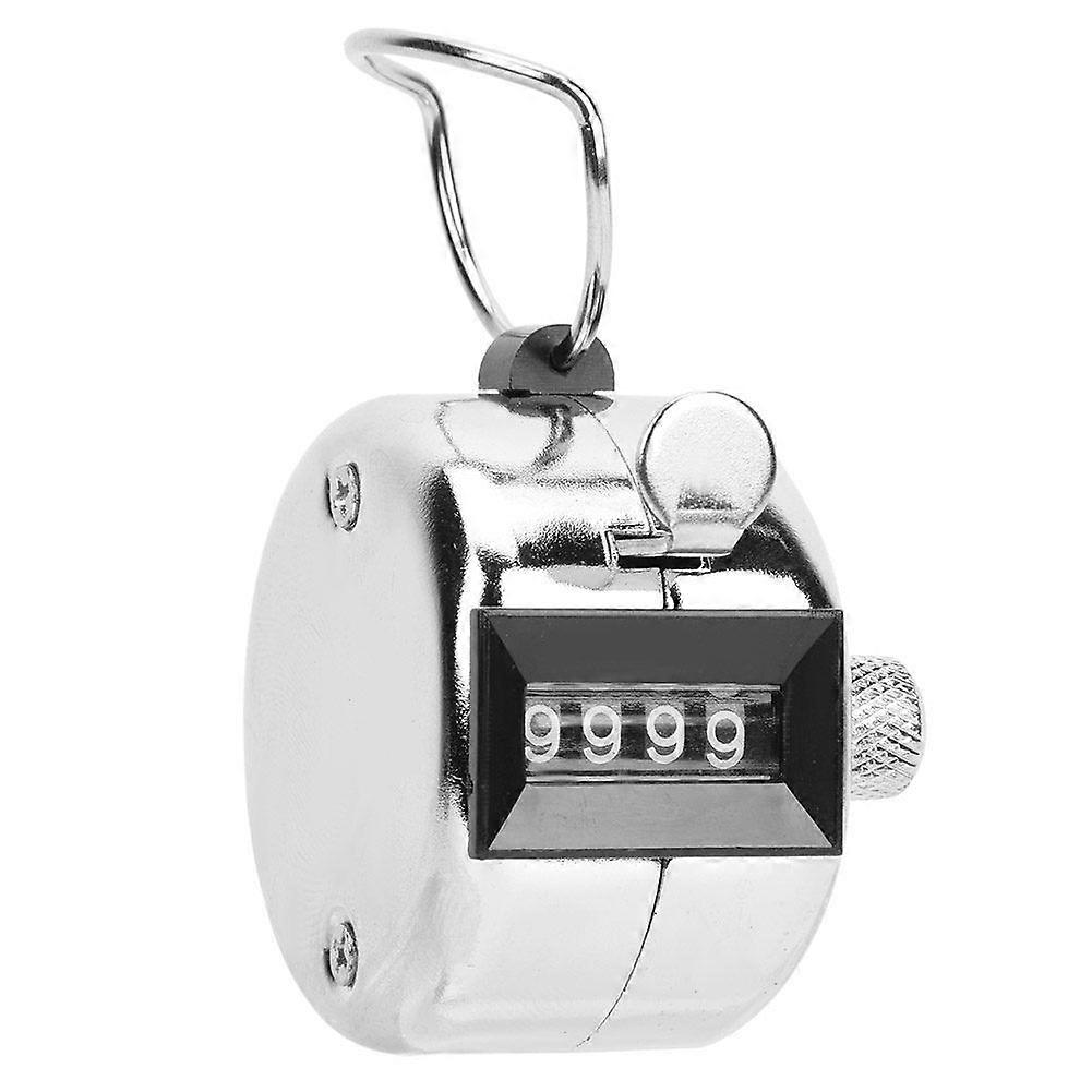 BERM Hand Tally Counter 4-Digits Silver Aluminium Alloy Handheld Counting Tool