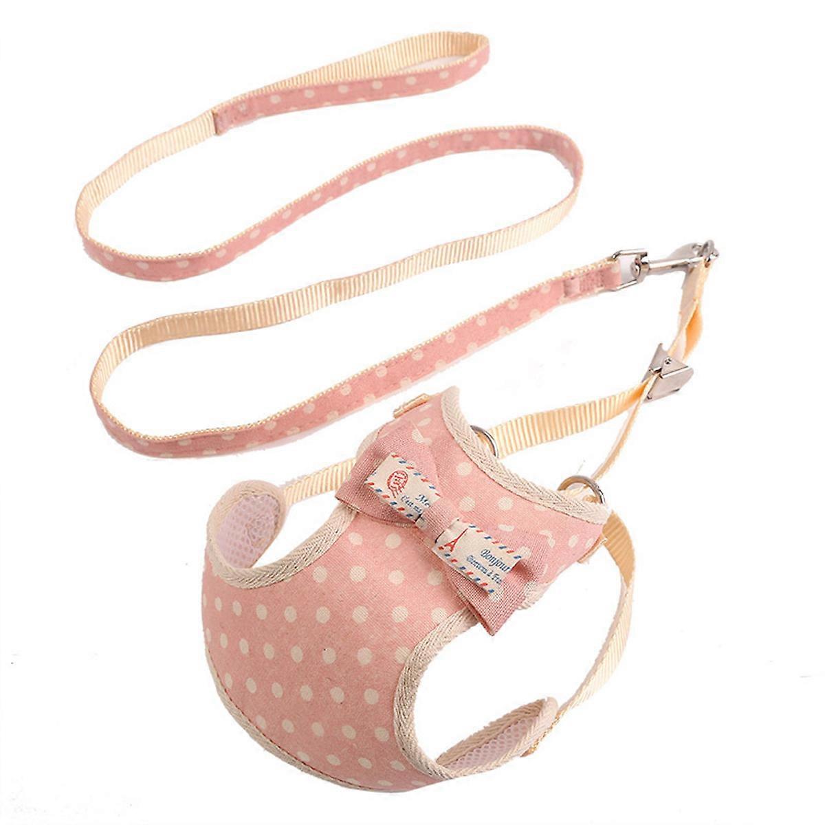 Breathable Cat Vest Harness with Adjustable Leash Pet EscapeProof Walking Vest Strap(Pink Dots M (Fit for 36kg))