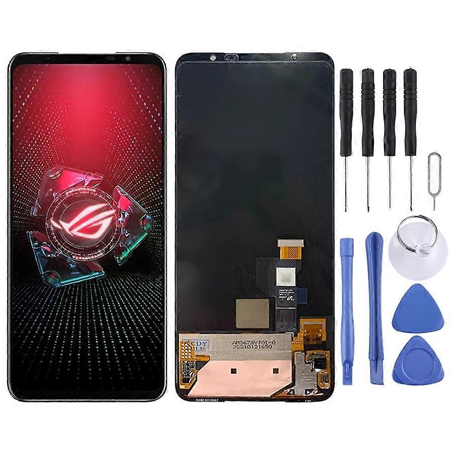 华硕 ROG Phone 5 的兼容 LCD 屏幕 ZS673KS I005DA,带数字化仪完整组件(黑色)