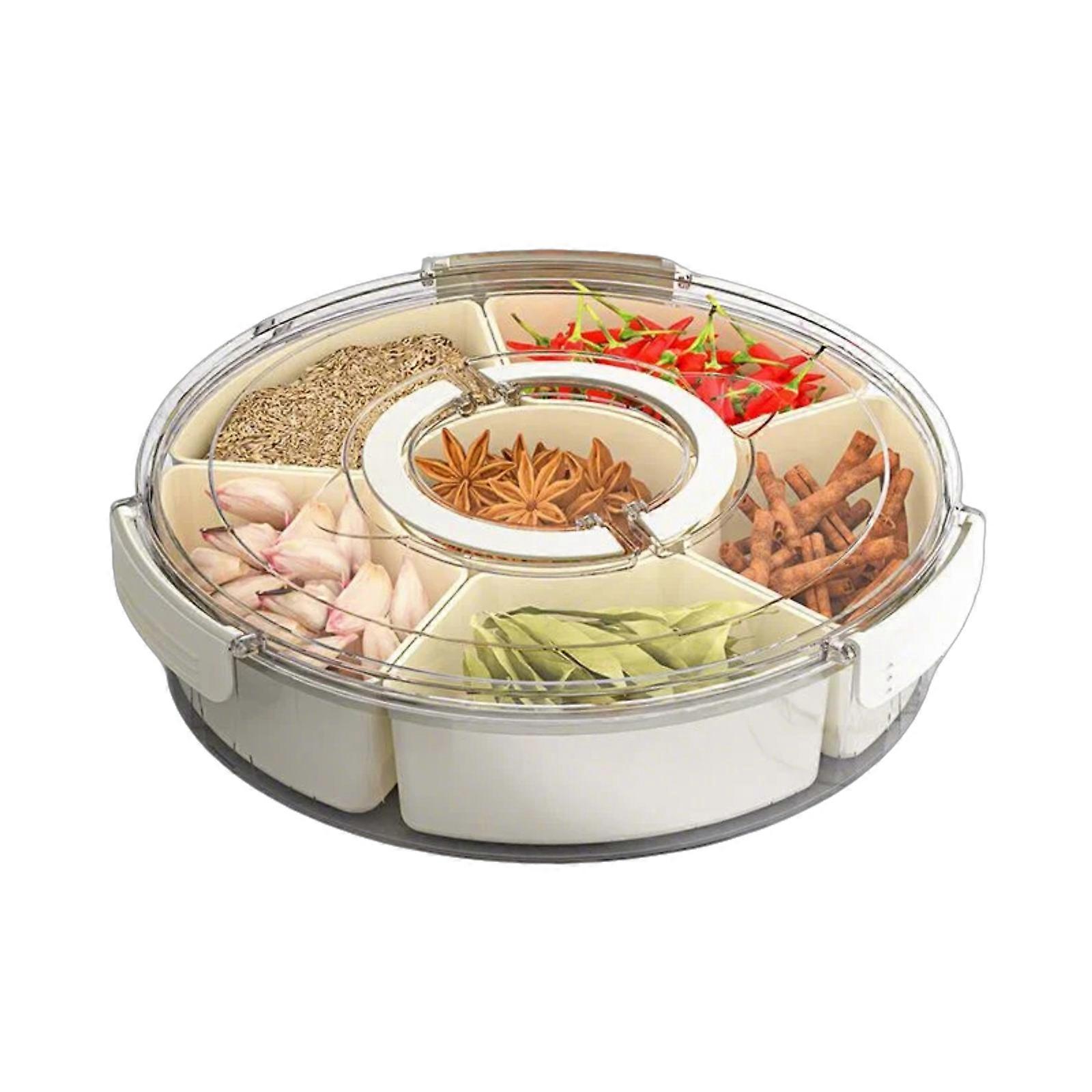 Seasoning Storage Box Portable Spice Container with 6 Compartments and Clear Lid Condiment Case for Cooking Enthusiasts