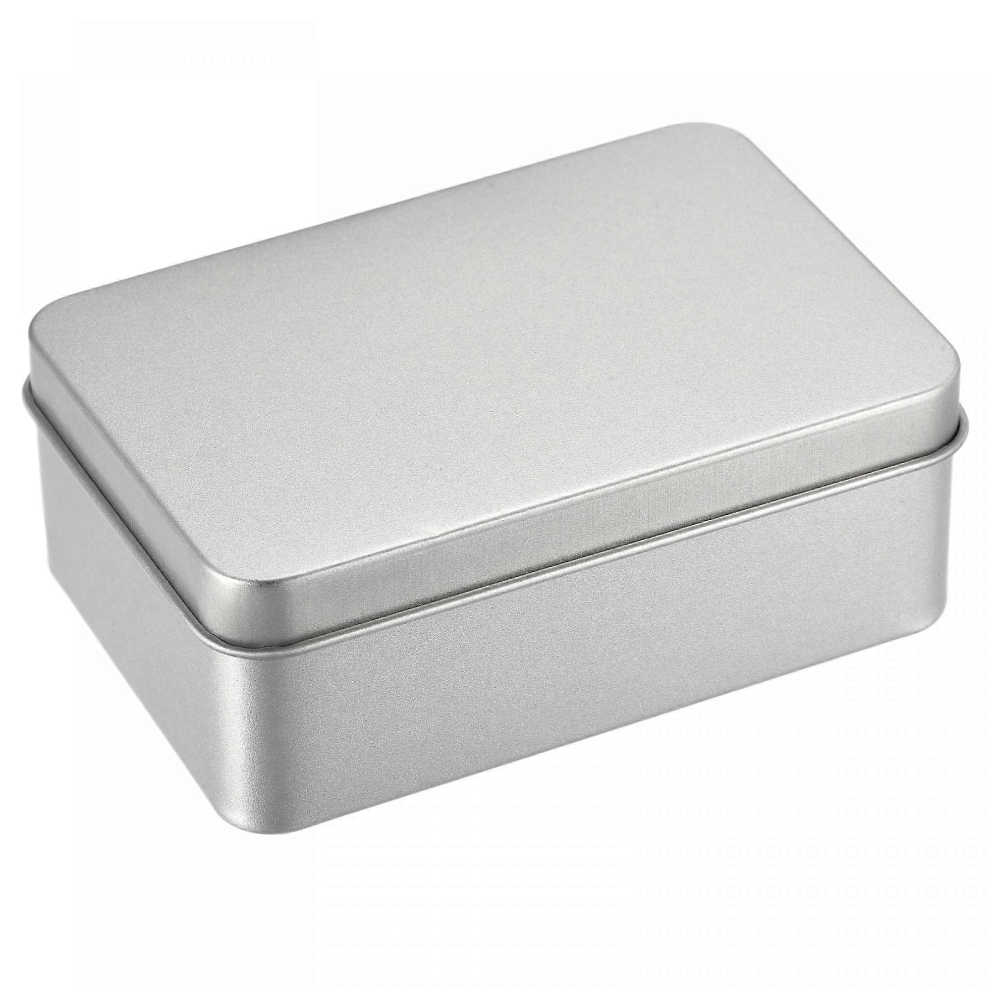 10 pcs Tin Box Storage Containers Silver Tone Metal for Storage 4.21" x 2.87" x 1.57"