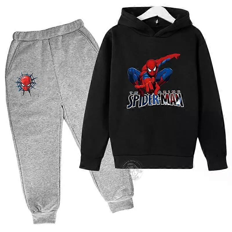 Marvel Spider Man Printed Children's Street Fashion Boys and Girls Sports Hoodie+Sweatpants Two Piece Sports Autumn/Winter Set