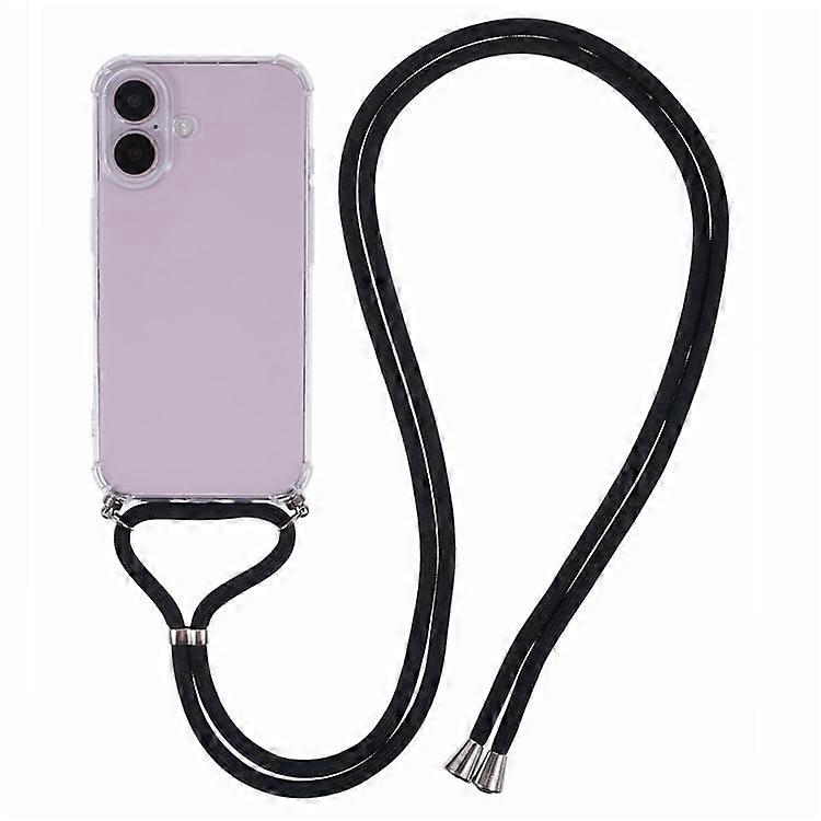 Compatible For iPhone 16 Case Clear TPU Protective Back Phone Cover with Strap (Large Lens Hole)