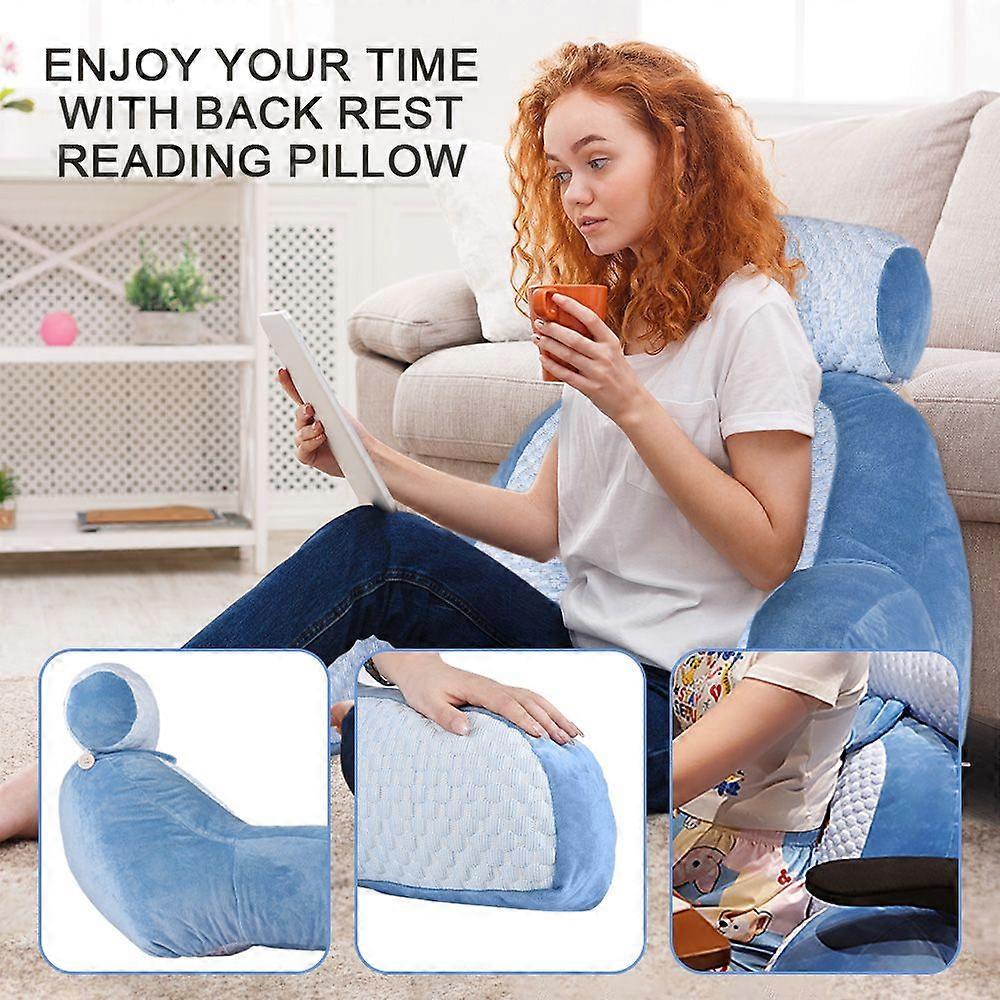 Aoresac Reading Pillow with with Armrests/Large Adult Backrest with Arms/Back Support for Sitting Up in Bed with Washable Cover (Sit up Pillow)