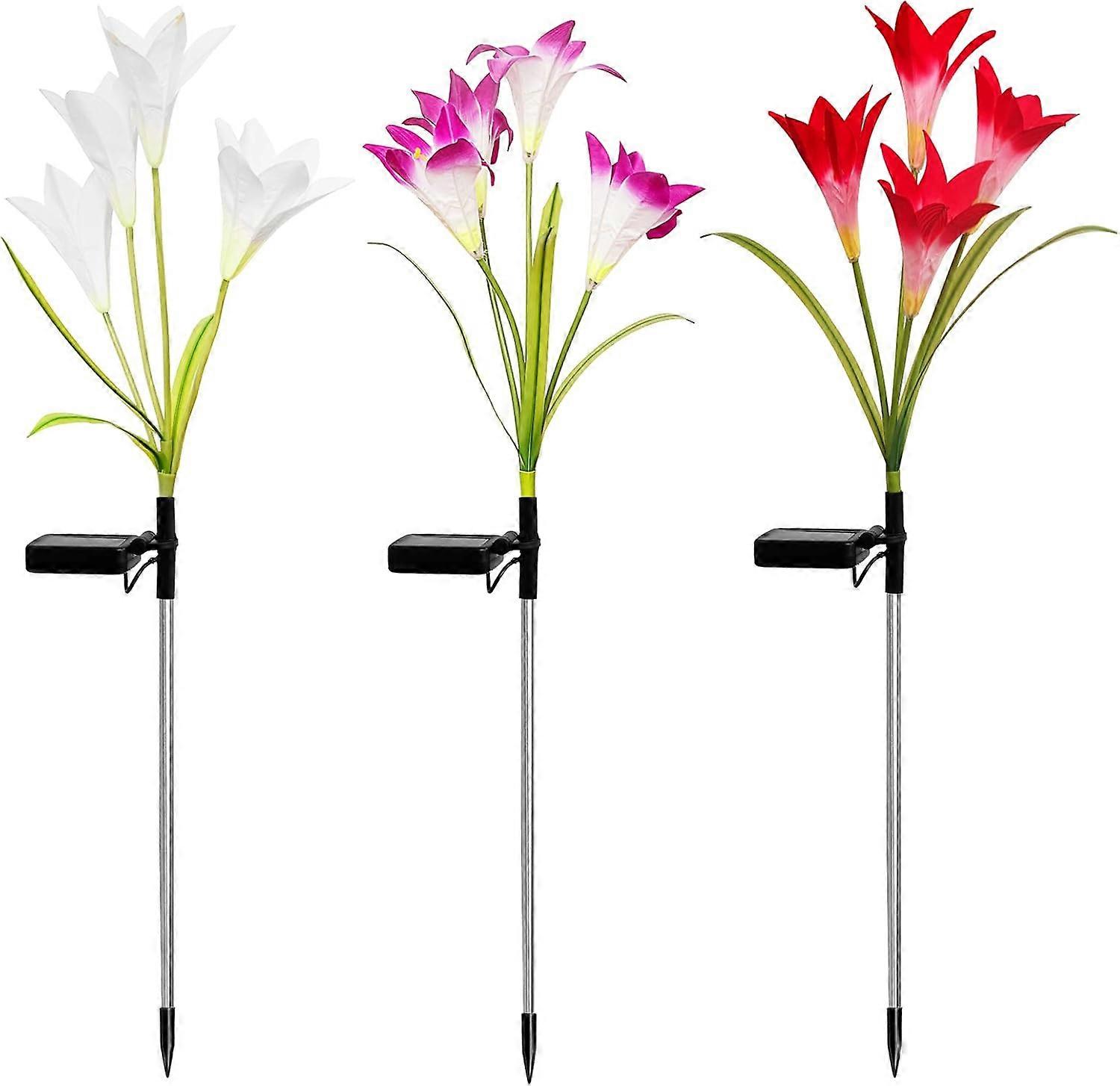 Maintenance-Free Solar Lights: Silk Lily Flowers That Light Up Your Garden, Path, Or Grave With Waterproof And Heat-Resistant Design