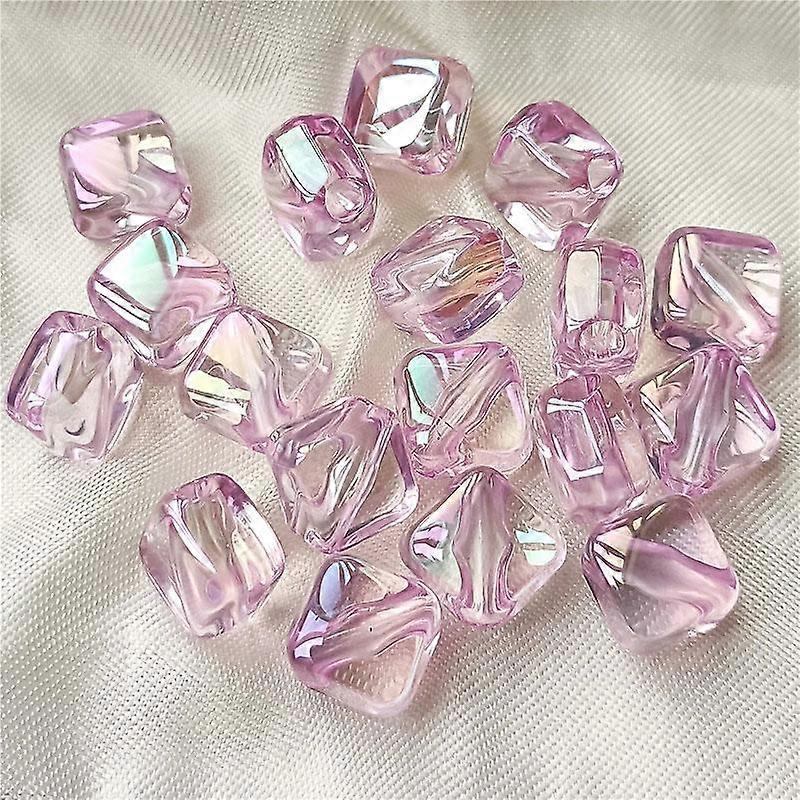 Hanmade Transparent Loose Beads Acrylic 10pcs DIY Bracelet UV Dazzle Color Jewelry Accessories Fashion Material Square Handmade Diagonal Hole