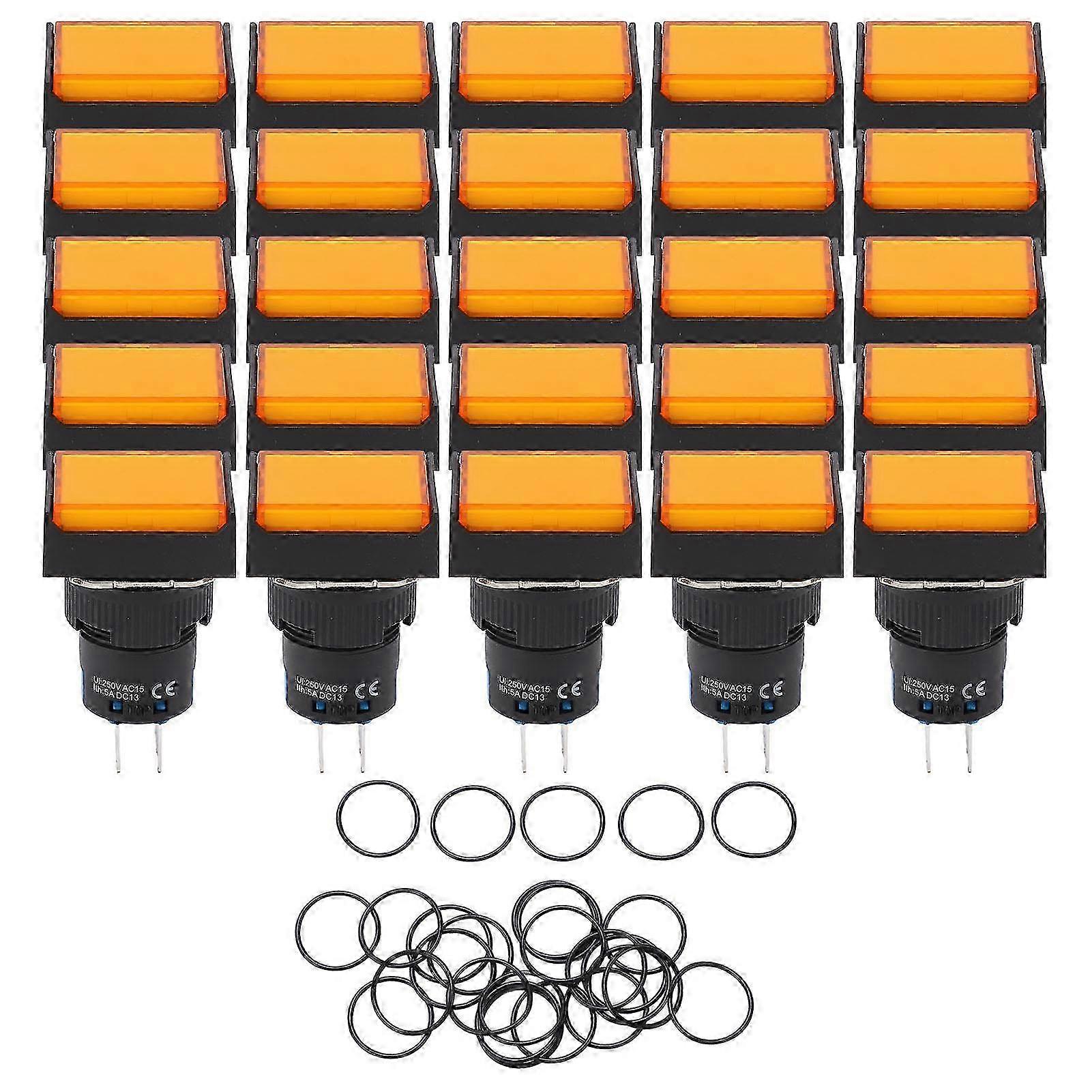 25Pcs Button Switch Push Industrial Equipment Control Component ABS with Washer AC0~240V