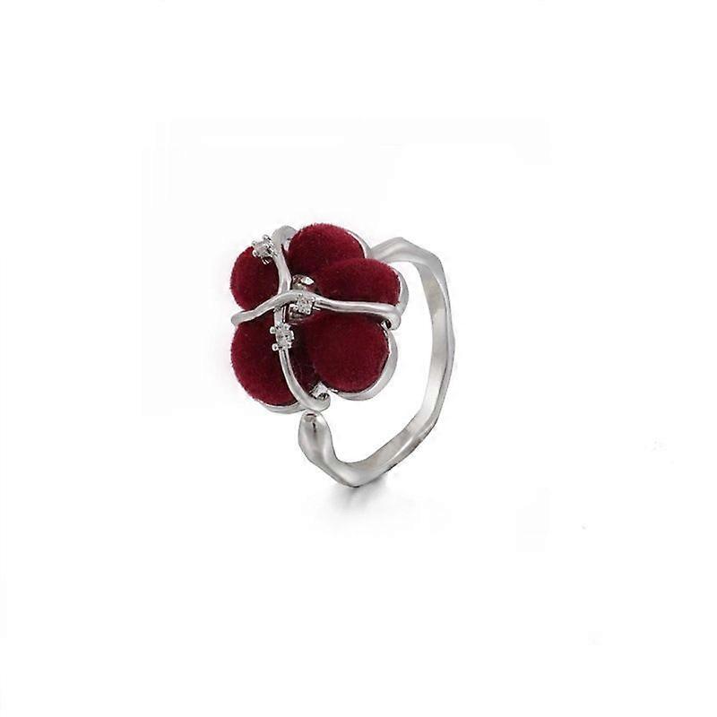 Advanced Opening Red Flower Pair Ring_Special Gift