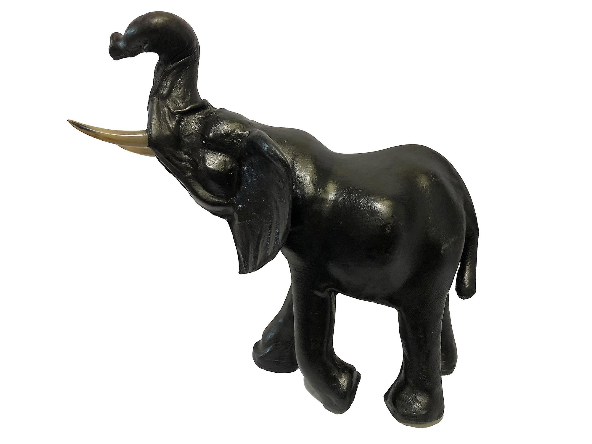 Standing Hand Made Leather Elephant 24 in