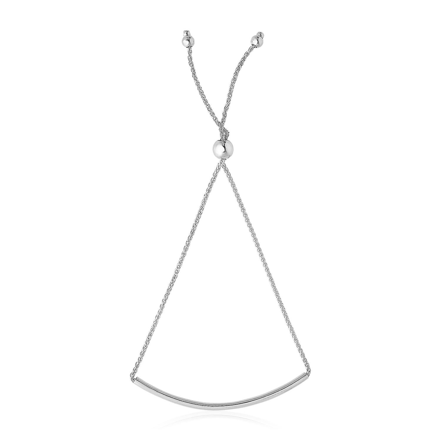 14kホワイトゴールドスムースカーブバーラリアットデザインブレスレット