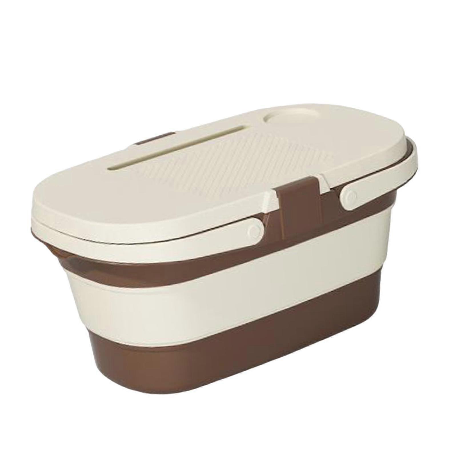 Collapsible Picnic Basket with Multi Function Lid & Tray Table, Portable Camping