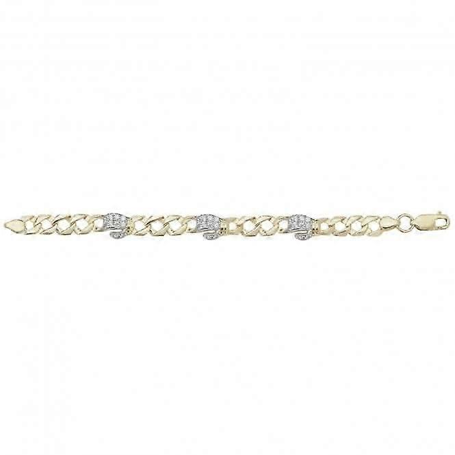 9CT Yellow Gold Babies Boxing Gloves Bracelet with Zirconia ID