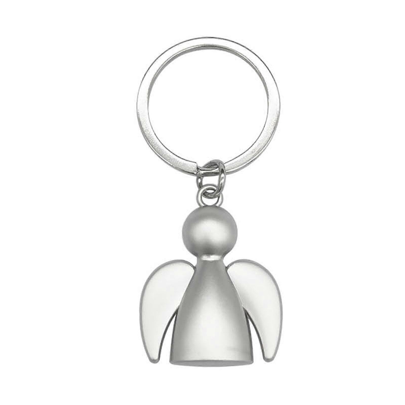 Stylish Guardian Angel Keychain Silver Metal Pendant Keyring Good Luck Charm Key Chain Cellphone Strap for Drivers