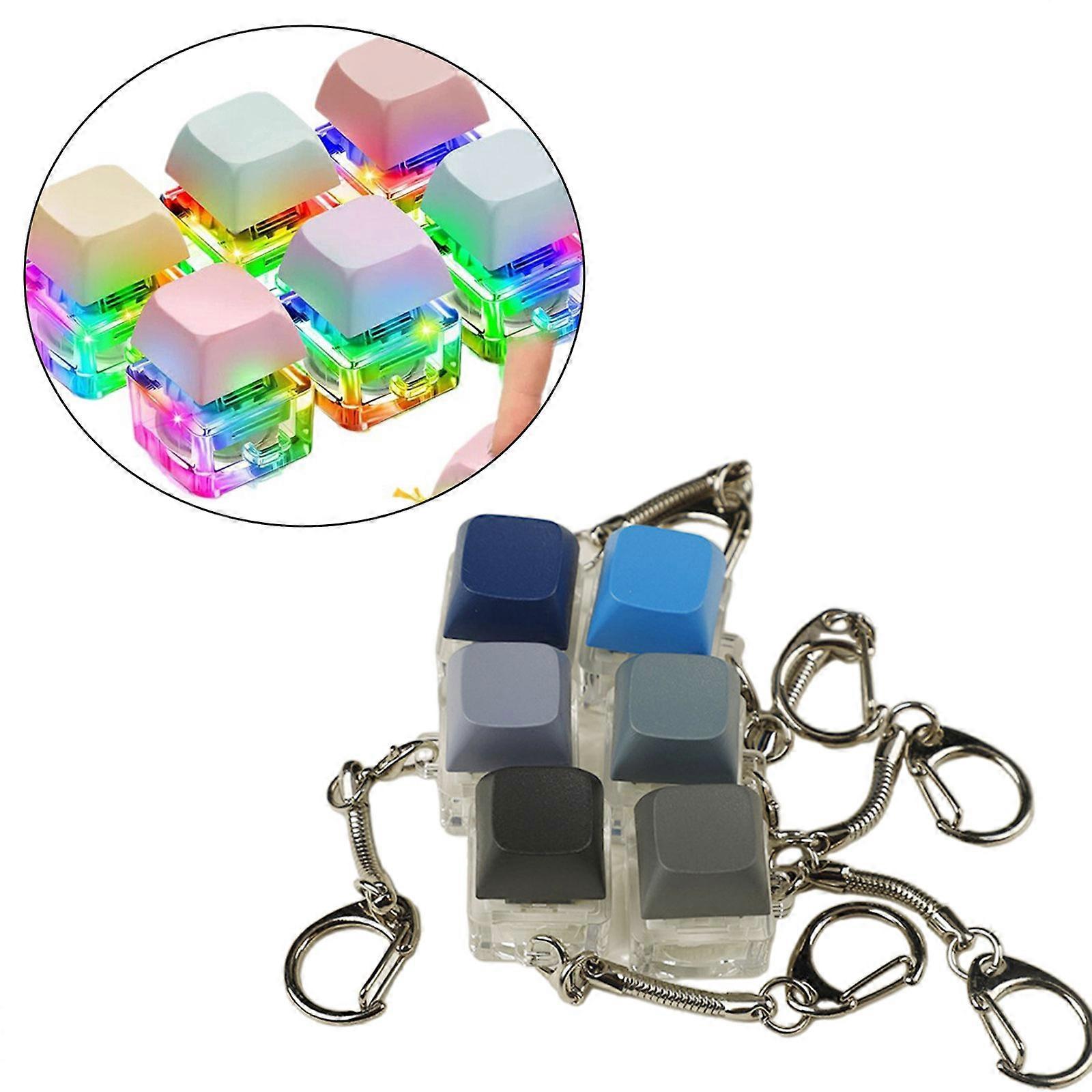 Color Changing Keyboard Keychain Mechanical Keyboard Button Caps for Student Fun Keychain for Relaxation and Distraction