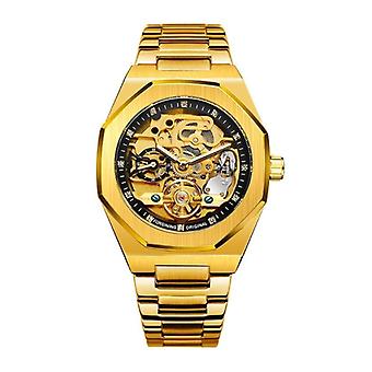 Forsining Mechanical Stainless Steel Luxury Watch for Men - Business Fashion Wristwatch Gold Black