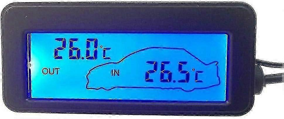 Bil Interiør Og Utvendig Termometer Dc12V Digitalt termometer Bil termometer Bakgrunnsbelyst Mini LCD Den