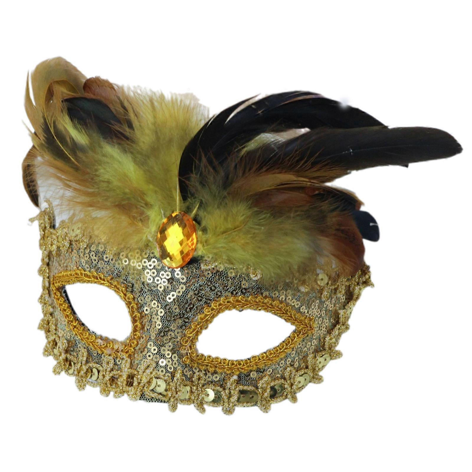 Feather Mask with Rhinestones Masquerade Mask Half Face Mask Halloween Mask Mardi Gras Mask Venetians Mask for Party Style 8
