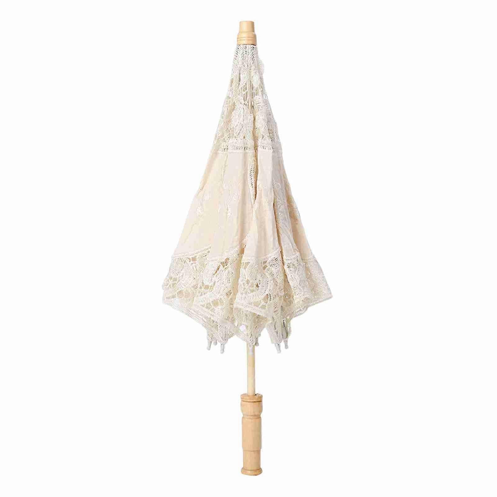 Parasol en dentelle brodée de fleurs fait à la main, parapluie de photographie de mariage, beige, taille L