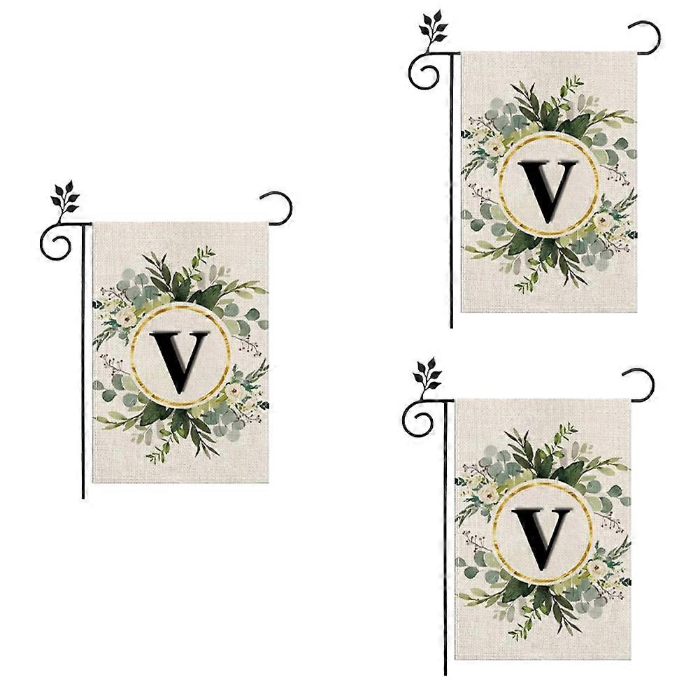 V Linen Garden Flag Double Layer Double Sided Letters