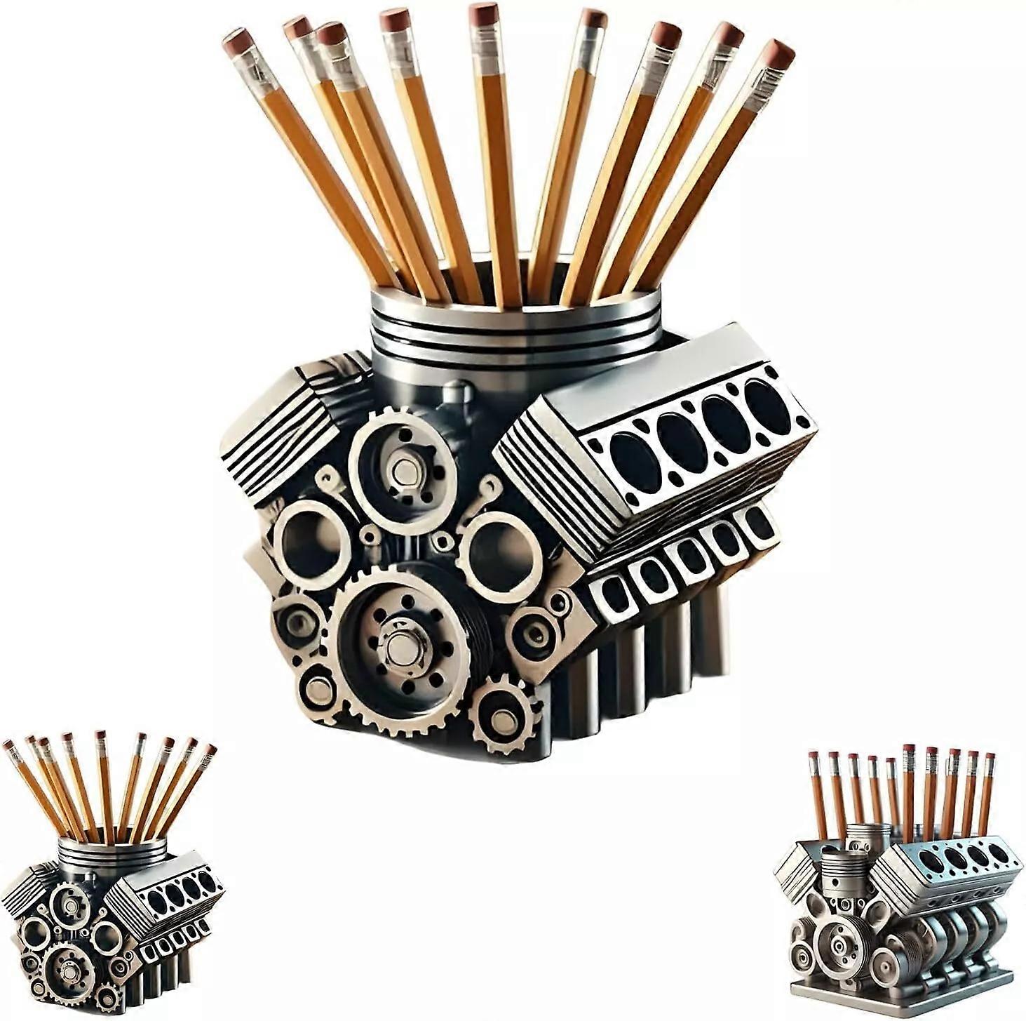 Pen Holder with V8 Engine,Unique Desk Organizer Pen Pencil Table trim designed