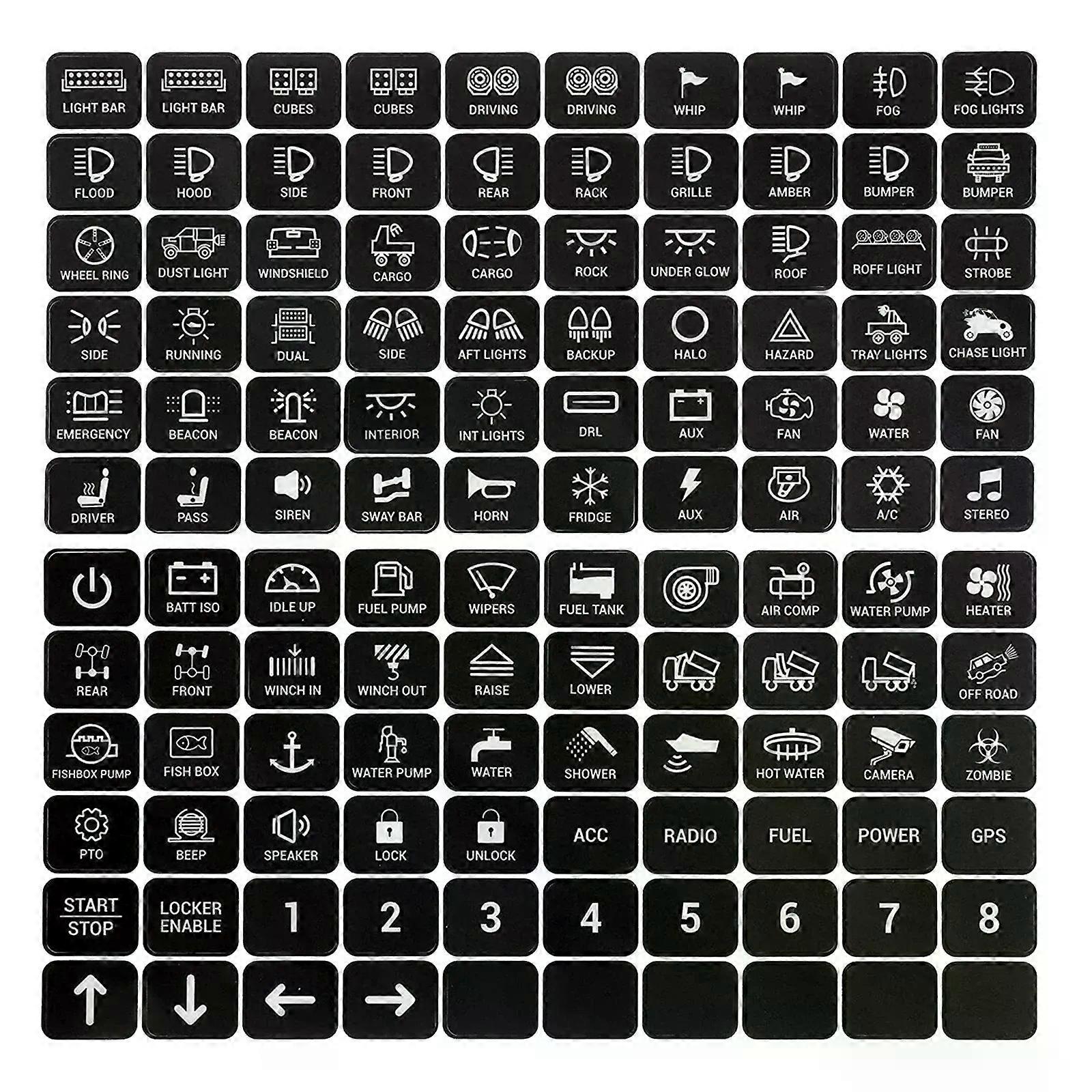 Push Button Switch Stickers 120 Labels 6 / 8 / 12 Gang Touch Panel Decals Marine Boat Truck Camper Dashboard Control