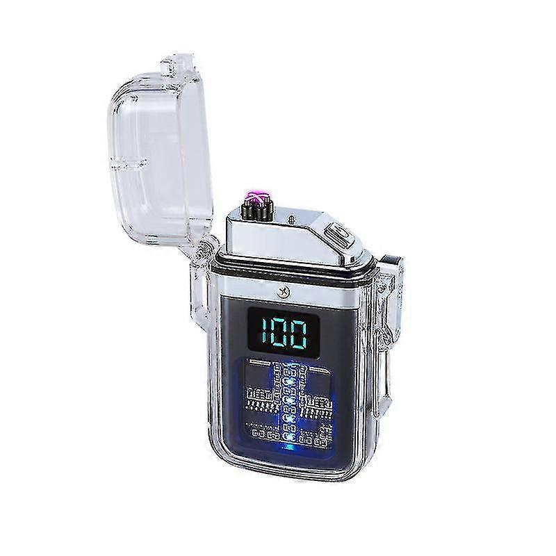 Electric Lighter Dual Arc Waterproof Rechargeable Lighter With Battery Indicator