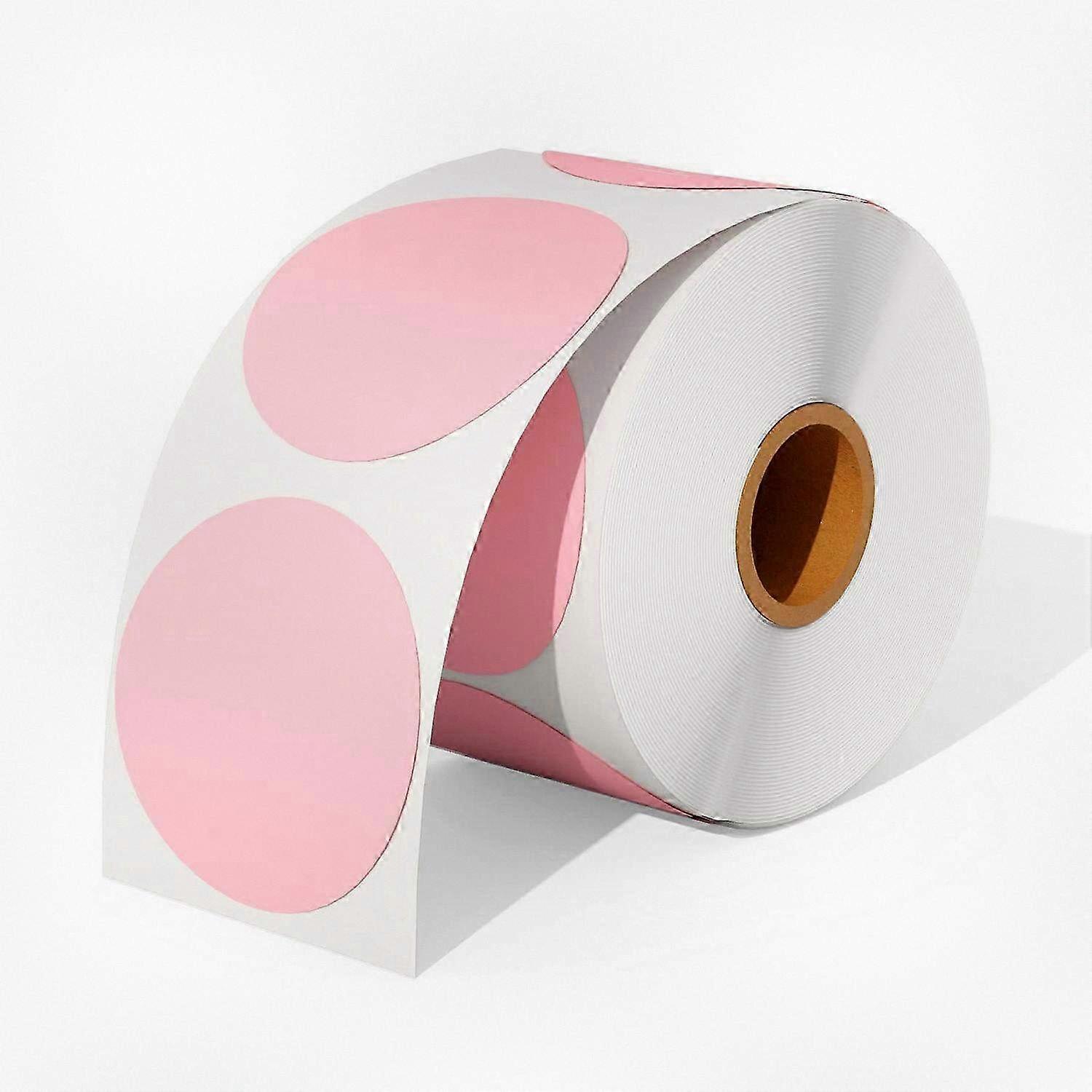 2 Pack Pink Circle Thermal Sticker Labels, Self-Adhesive Round Labels for Thermal Printing, Versatile Use