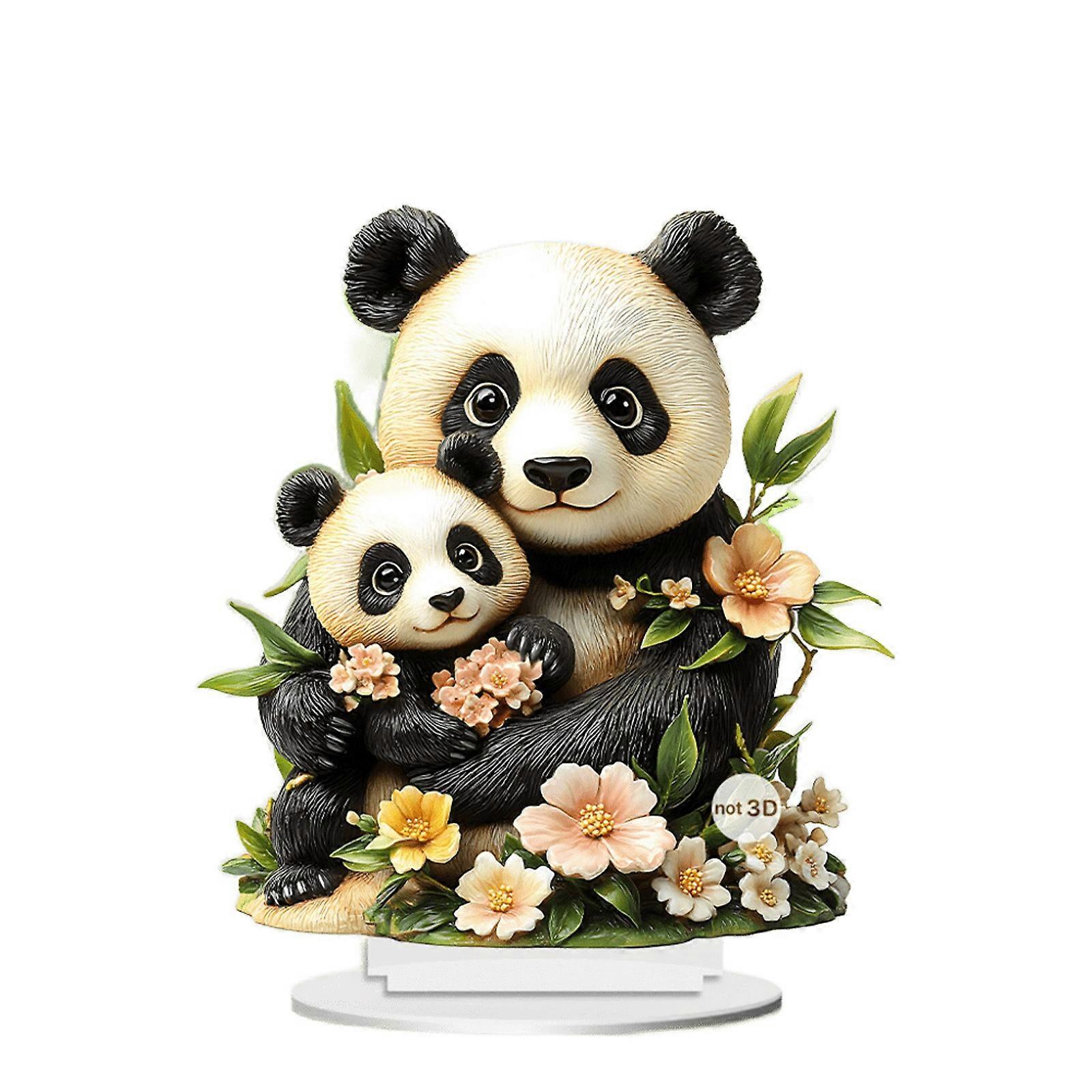 Muttertag Pandas abhängige Mutter Kind Ornament 2D Acryl Home Desktop Dekoration Ornament