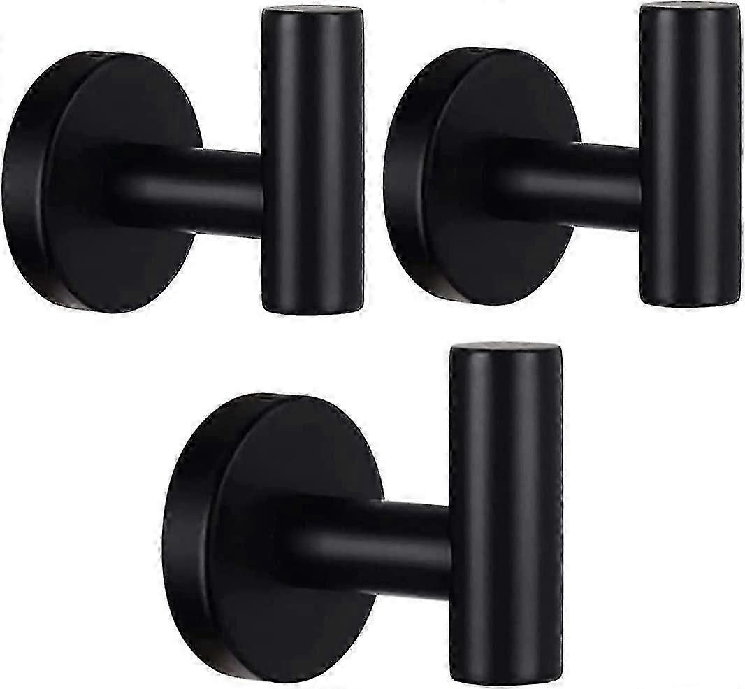 3 Pack Bathroom Towel Hooks, Matte Black Coat Hooks, Robe Hooks, Sus 304