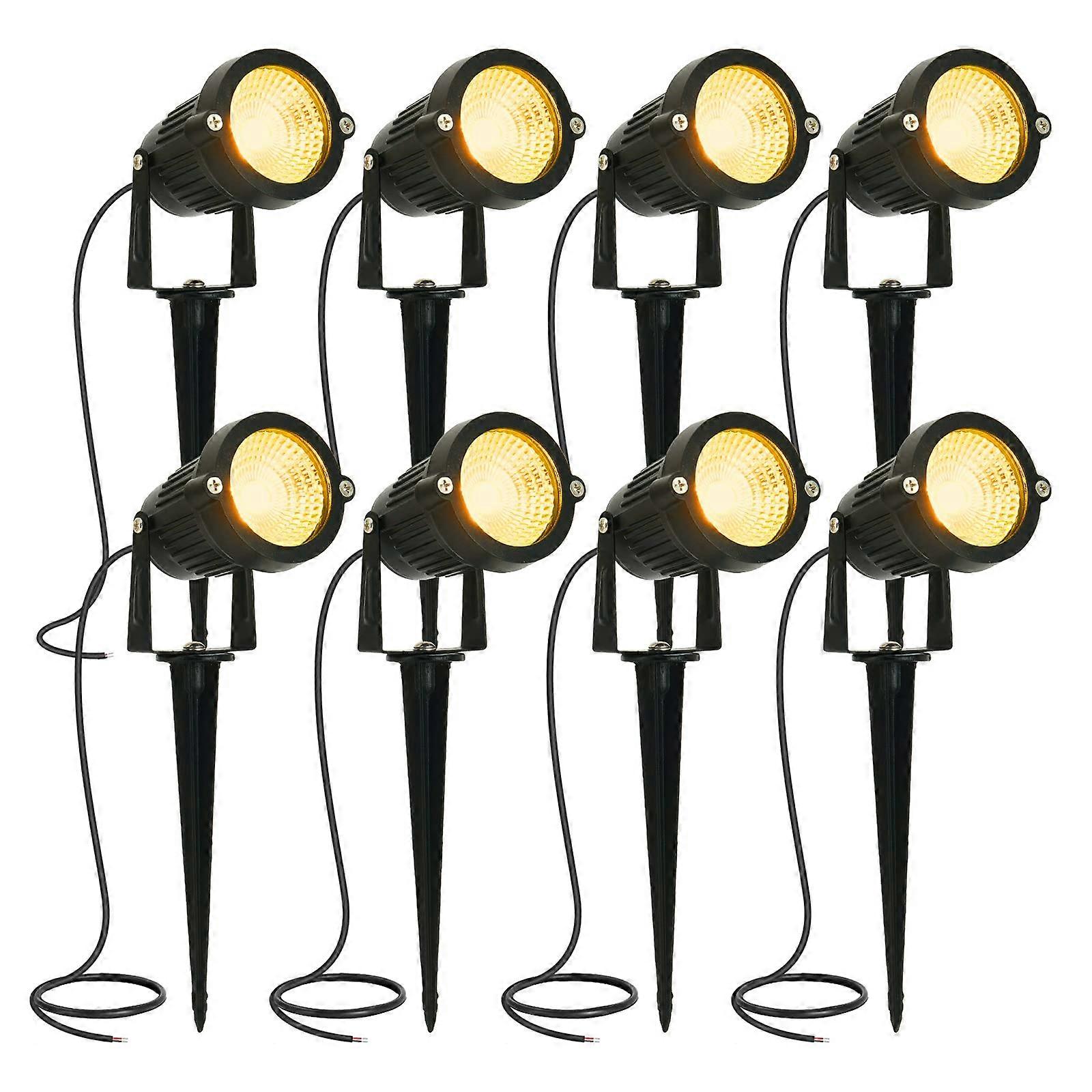 LED Landscape Spotlights Low Voltage 5W 12V-24V IP66 Waterproof Warm White for Walls Trees Flags Path Lights With Stakes