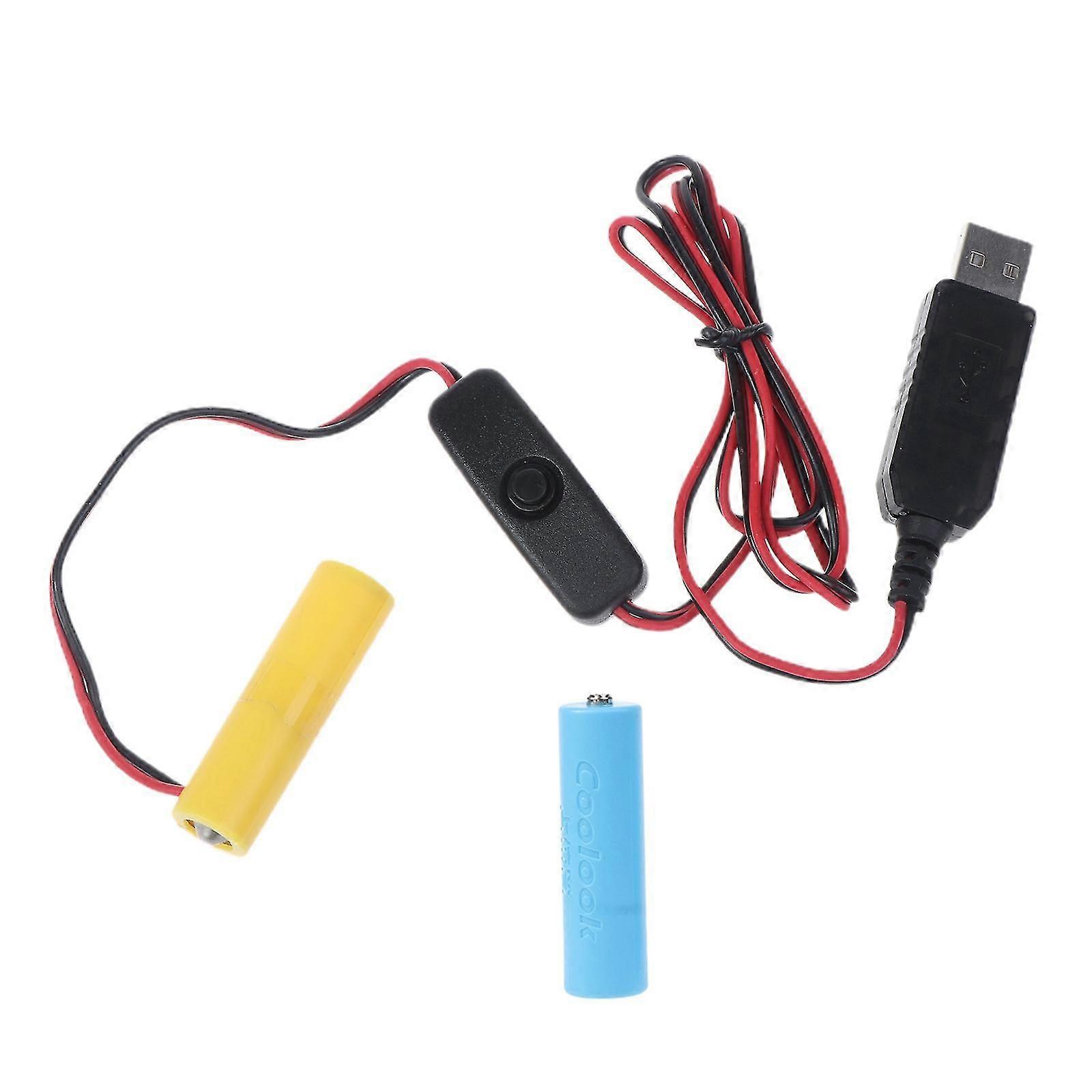 AA Battery Eliminator USB Power Supply with Switch Replace 2pcs AA Batteries