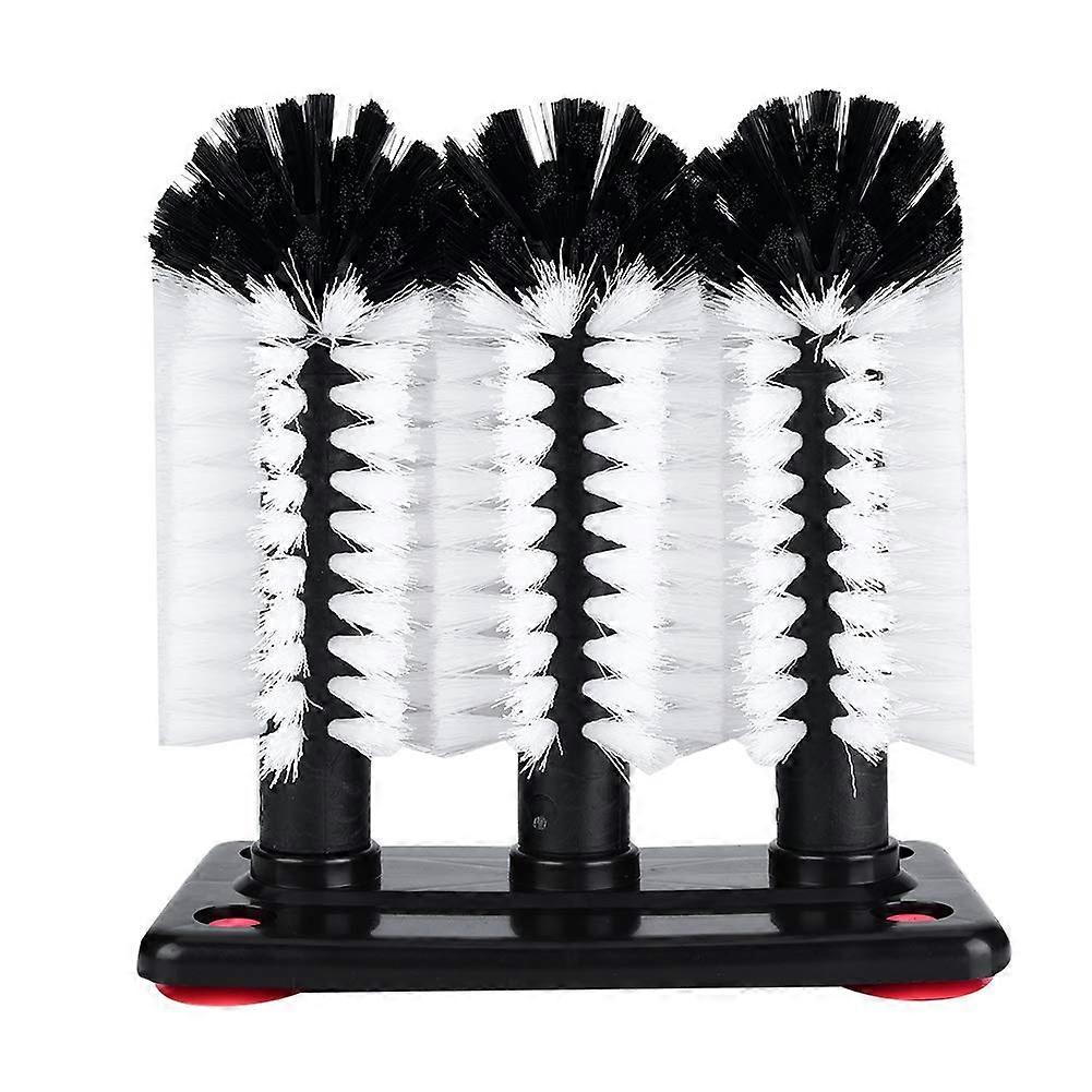 3 Water Bottle Cleaning Brushes with Suction Cup Base, Bar Glass Washer for Cups and Bottles, Durable and Efficient