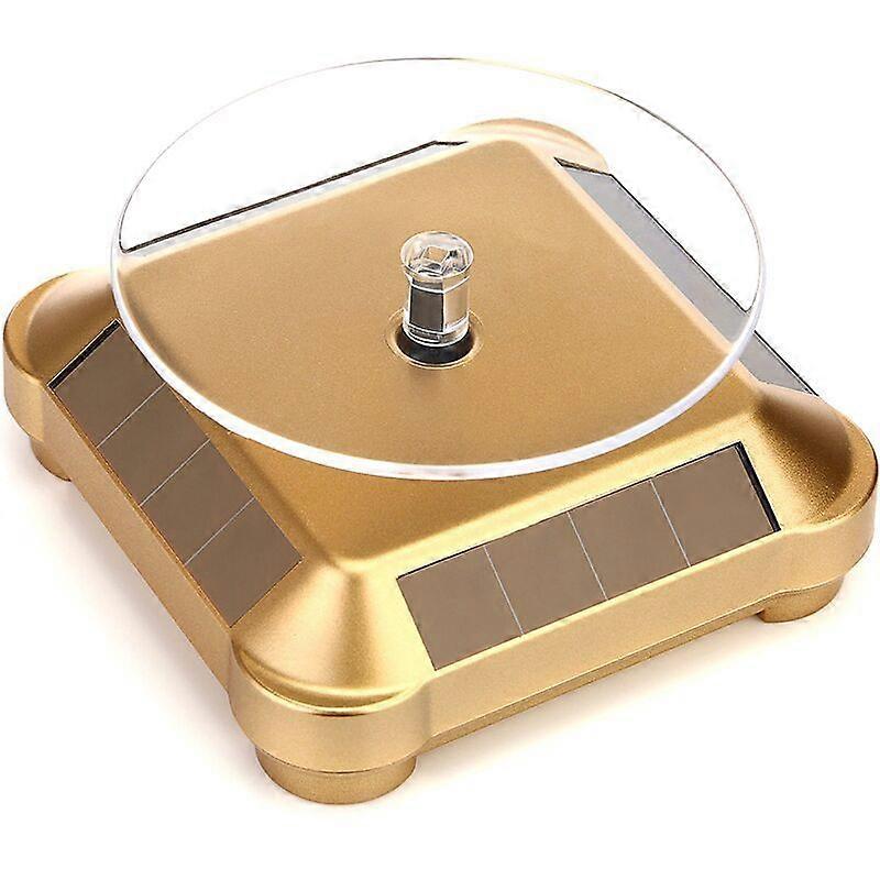 Solar Display Shelf Turntable, Used Dual Battery Rotary Display For Jewelry Spinner Watch Hobby Collection Shelf, Gold