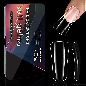 600pcs Soft Gel Nail Tips with Clear Curved Design Wide French Nail for Professional and Home Use Half Cover Manicure Multicolor