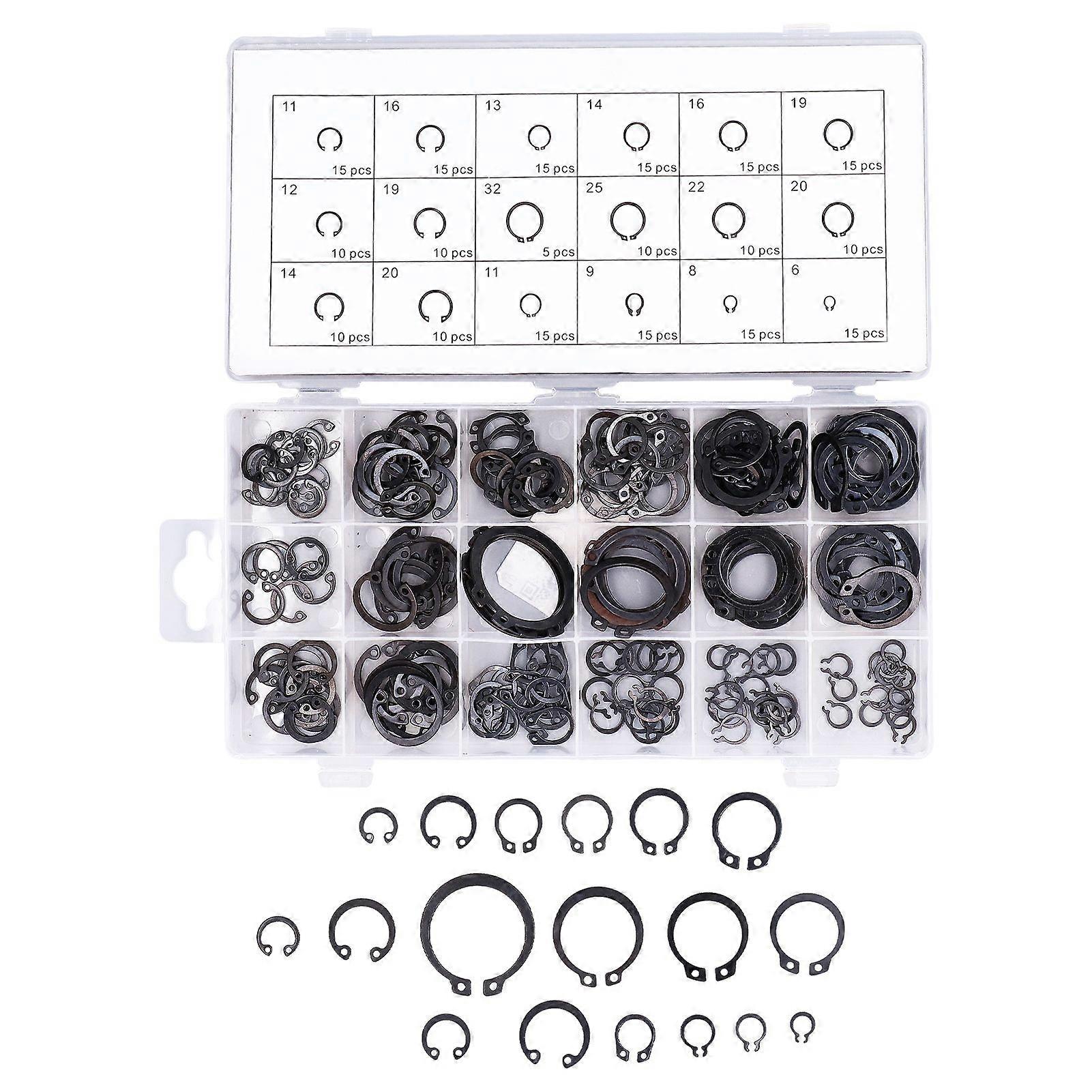225 Piece C-Type Circlip Retaining Ring Fastener Hardware Kit for Mechanical Vehicles