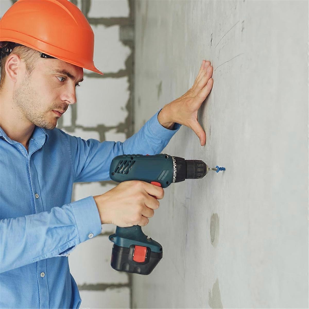 100 peças de âncoras de parafuso de concreto de 3/16 polegadas x 1-1/4 cabeças planas azuis