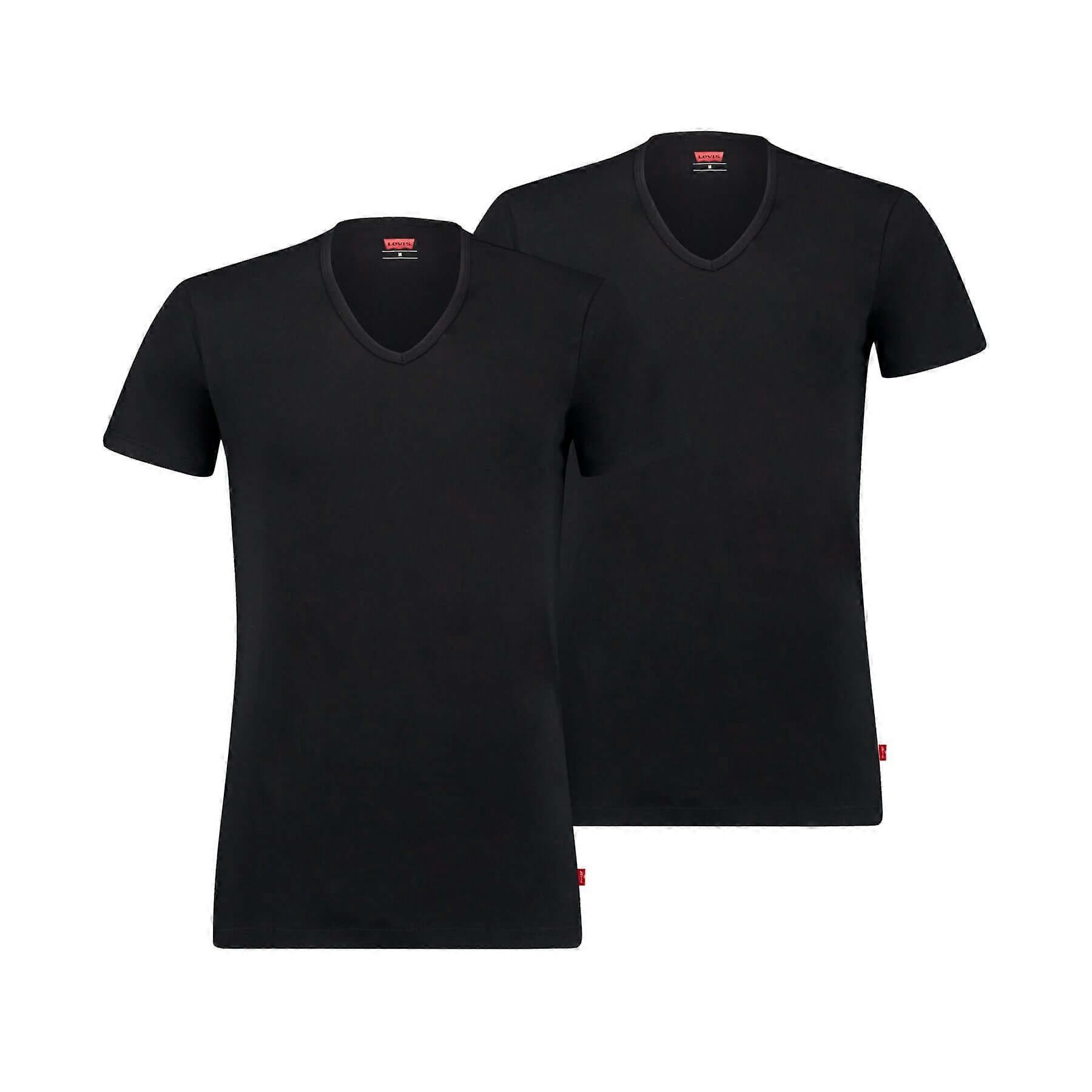 Levi's Premium V-neck Undershirts 2 Pack For Men - Black