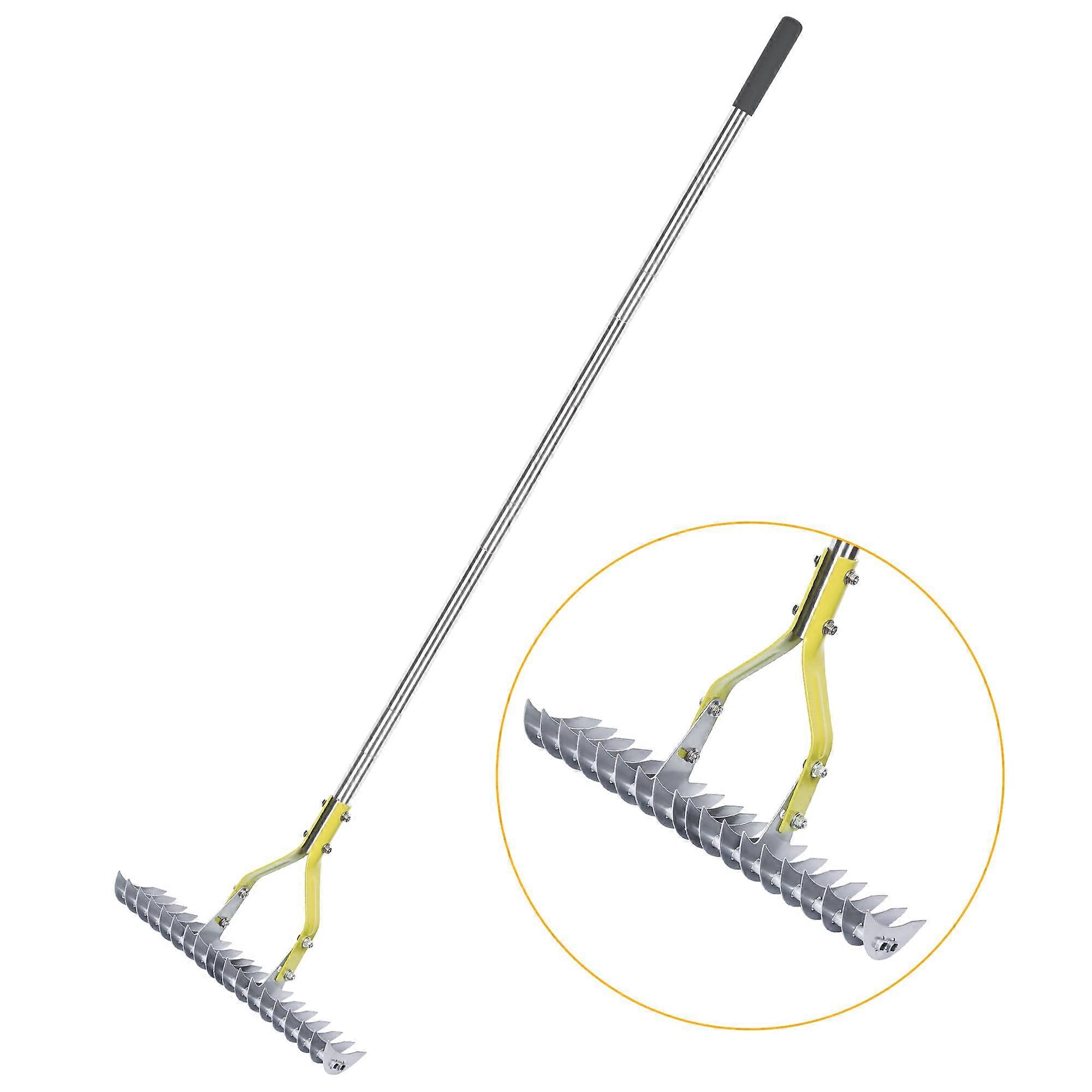 Thatch Rake for Cleaning Dead Grass and Lawn Loosening with Stainless Steel Handle 58.5-Inch Length