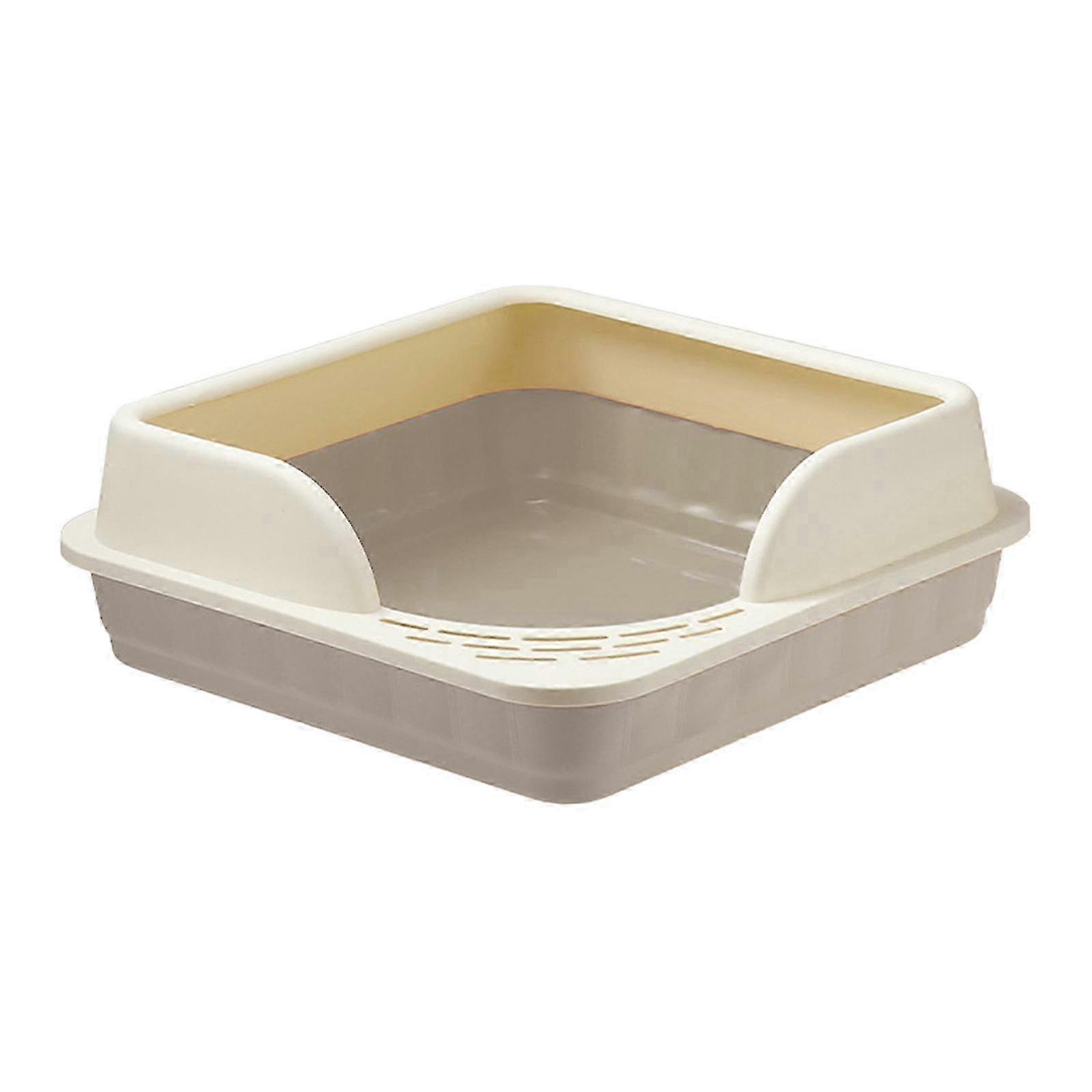 Semi-Closed Cat Litter Box with Anti-Splash Design, Sifting & Removable Tray for Kittens/Small Pets