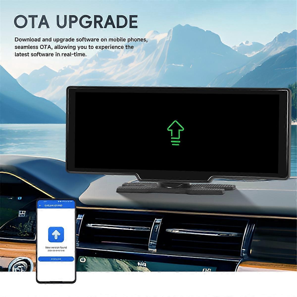 Wireless Carplay Screen for Car, 10.26 Inch Portable Car Audio with Backup Camera, FM/GPS/AUX/Mirror Link/Android Auto