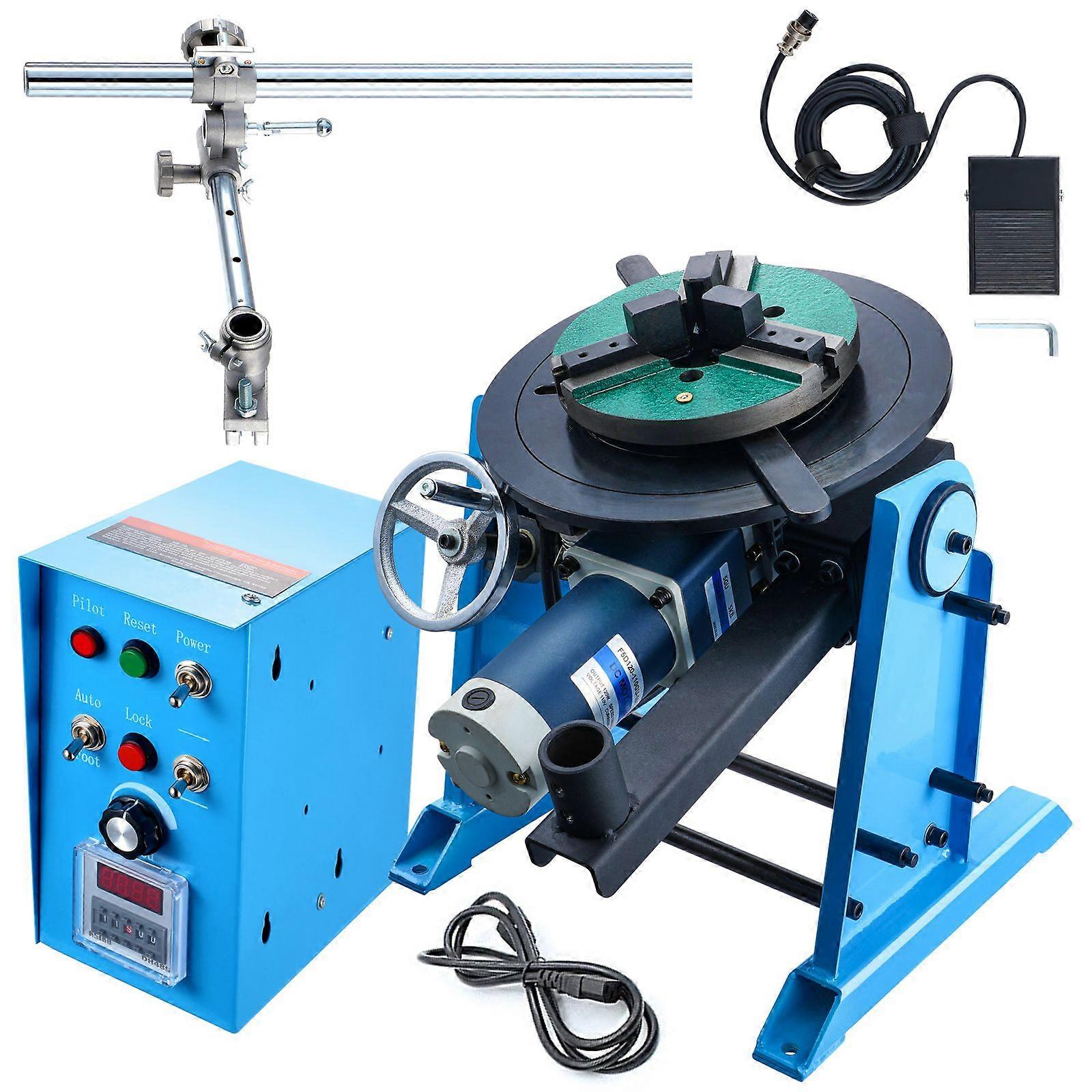 Rotary Welding Positioner 50KG, 0-90 Welding Positioning Turntable Table 0.5-6RPM 120W, with 12.4 Inch 3-Jaw Lathe Chuck