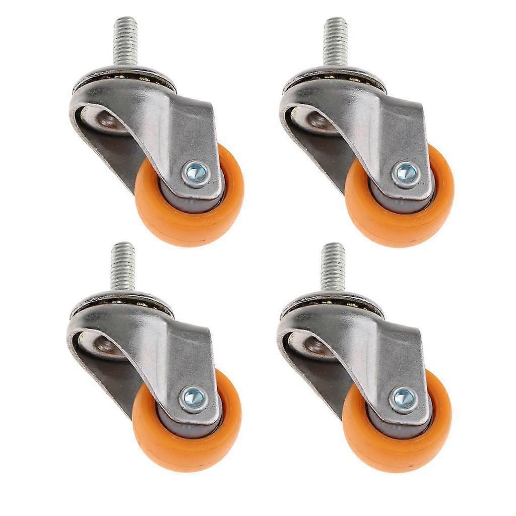 4x 1"Stem Swivel Casters Wheels with M6 Thread Bolt for Industrial Trolleys
