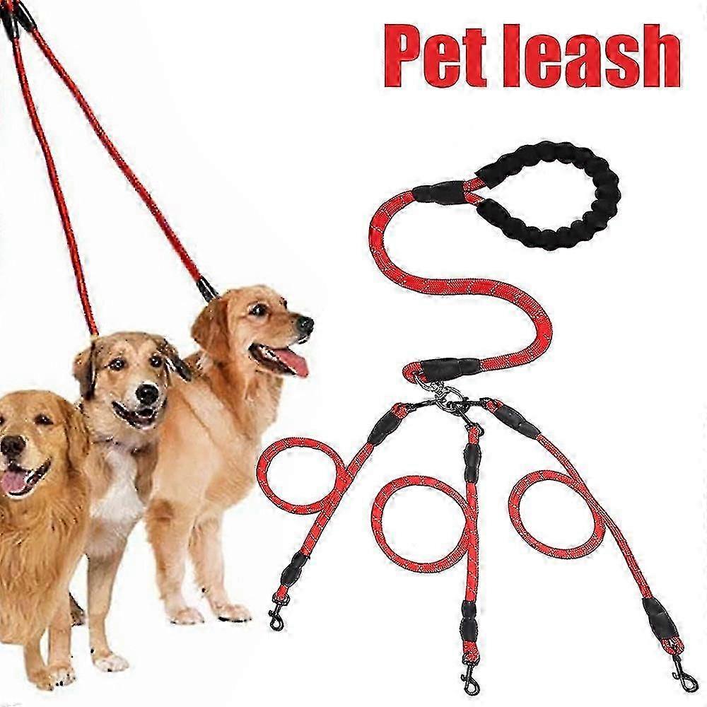 3 Way Dog Coupler Leash 360 Swivel No-Tangle Durable Nylon Pet Tractions Leash Lead For Multiple Dog Walking p