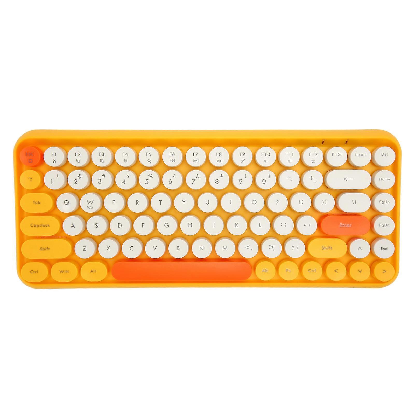 Wireless Bluetooth Multifunction Stylish Ergonomic Design 84 Keys Round Keycaps Keyboard for Office Games