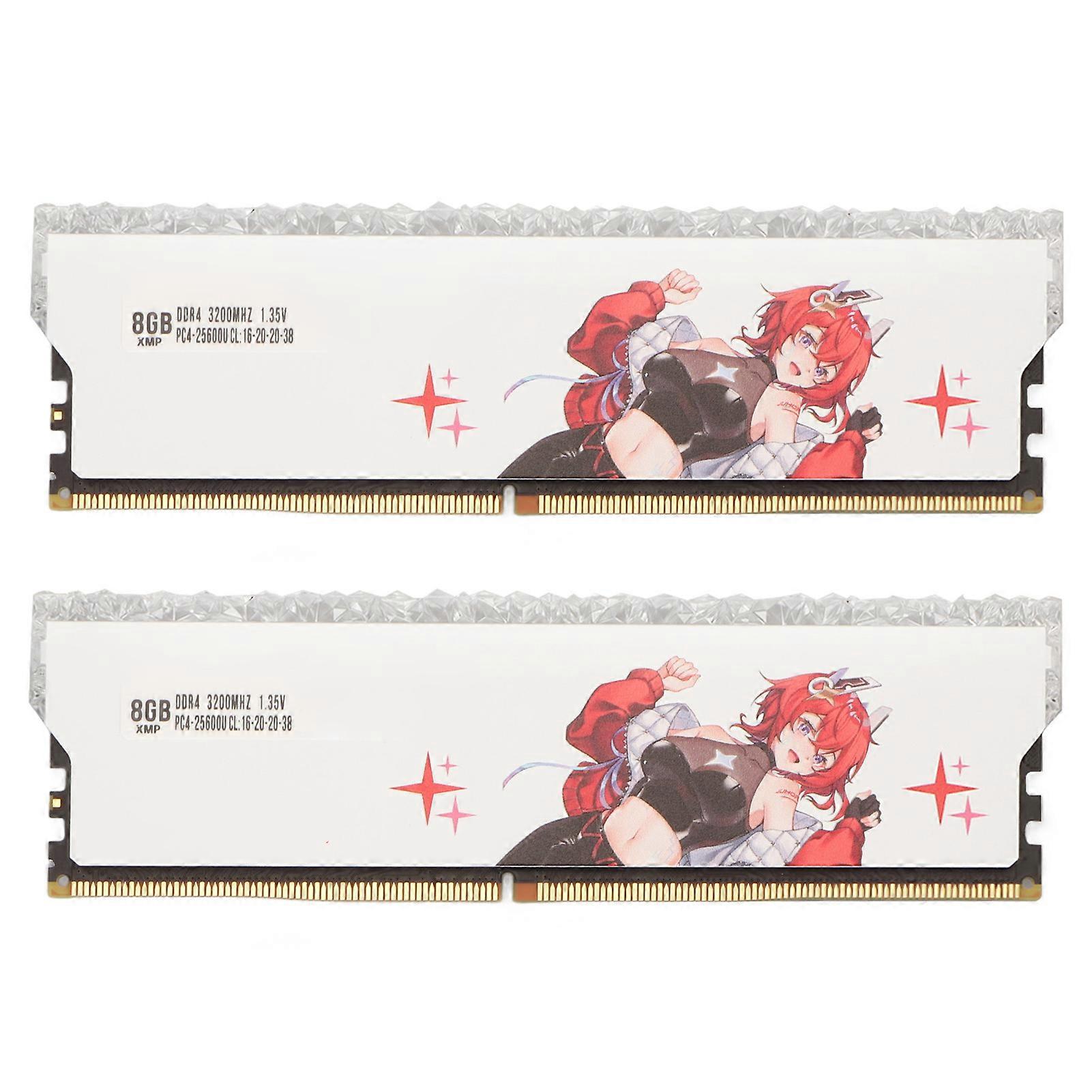 2Pcs Desktop Memory Module DDR4 XMP2.0 3200MHz 25600 Bandwidth Metal Shell Gaming RAM for Computer Chassis Upgrade