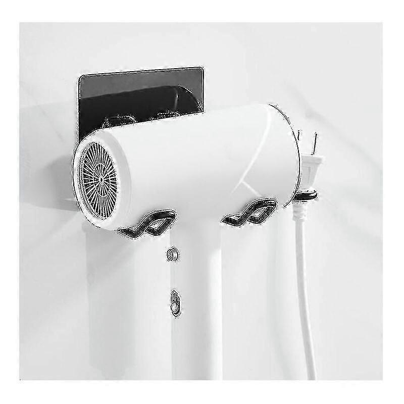 ブラックウォールマウントヘアドライヤーラックバスルームアクセサリーストレートヘアアイロン収納ラックラッキー